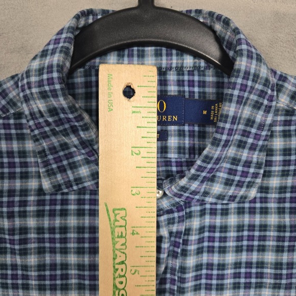 Polo Ralph Lauren‎ shirt Men's Medium Purple Green micro Plaid L/S classic fit - Picture 10 of 12